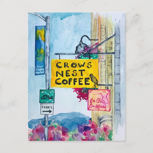 Cartão Postal Friday Harbor Washington Coffee Business Signs (Frente)