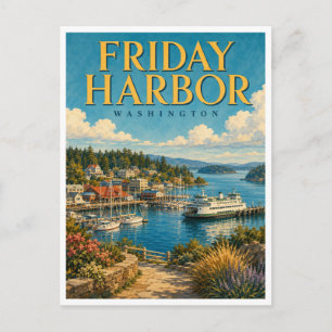 Cartão Postal Friday Harbor Washington Porto Marítimo GeoSaga