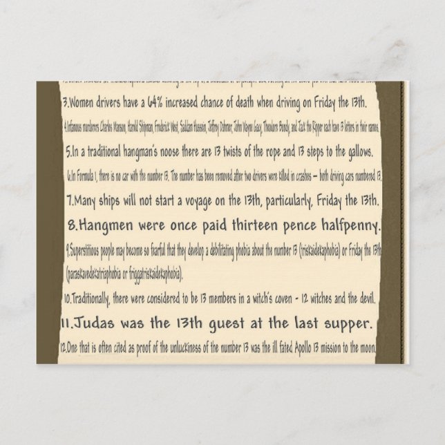 Cartão Postal Friday the 13th (Frente)