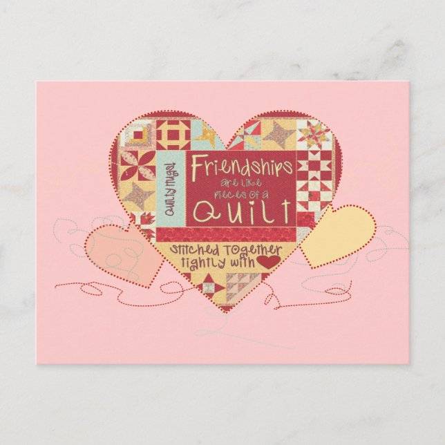 Cartão Postal Friendships are like quilts postcards (Frente)