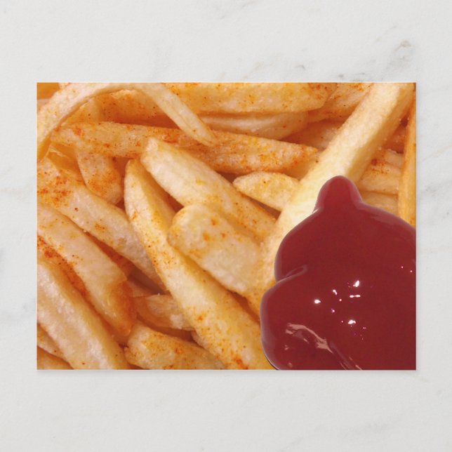 Cartão Postal Fries franceses e Ketchup (Frente)