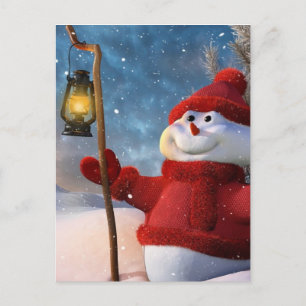 Cartão Postal Frio Winter Snowman