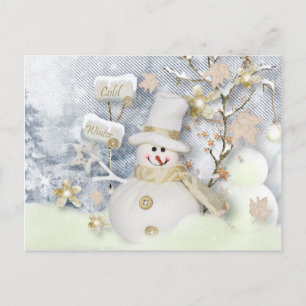 Cartão Postal Frio Winter Snowman