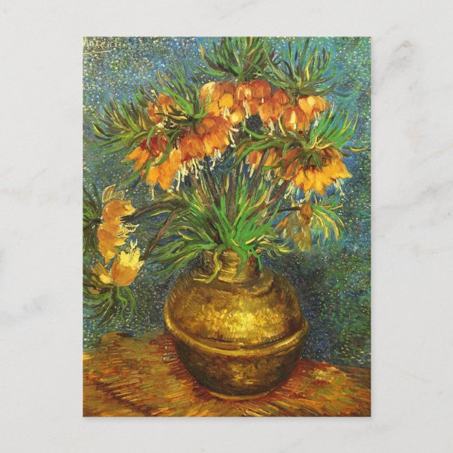 Cartão Postal Fritillarias em cobre Vase Van Gogh de arte (Frente)