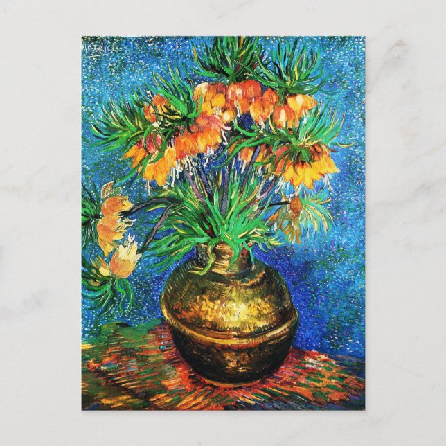 Cartão Postal Fritillarias em cobre Vase Van Gogh de arte (Frente)