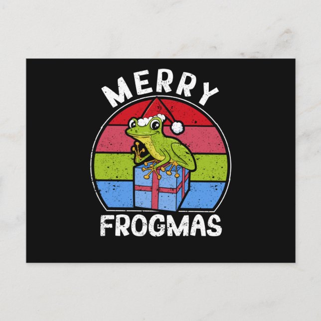 Cartão Postal Frog Christmas Pyjamas Santa Hat (Frente)