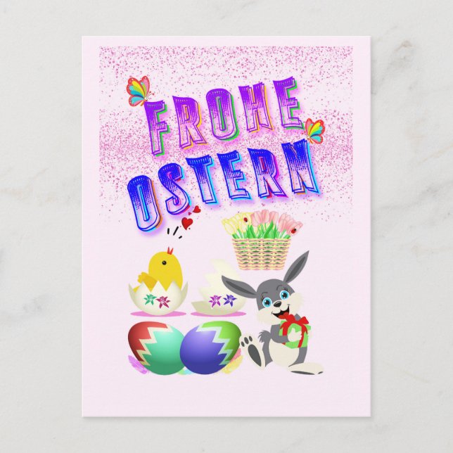 Cartão Postal Frohe Ostern (Frente)