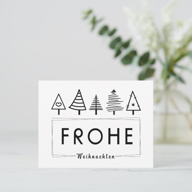 Cartão Postal Frohe Weihnachten mit Tannenbaum schlicht (Em pé/Frente)