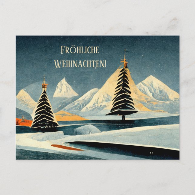 Cartão Postal Fröhliche Weihnachten Art deco Karte (Frente)