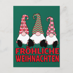 Cartão Postal Fröhliche Weihnachten Natal alemão Nórdico Gnom
