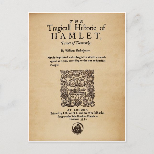 Cartão Postal Front Piece to the Hamlet Quarto (versão 1605) (Frente)