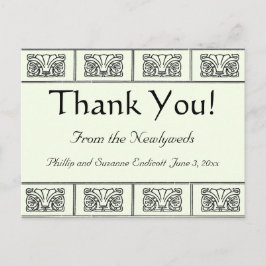 Cartão Postal Fronteira de Flores Art Déco Antigo Obrigado