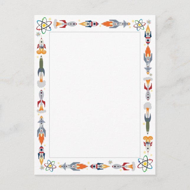 Cartão Postal Fronteira Vintage Rocket (Frente)