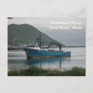 Cartão Postal Frota de Pesca do Caranguejo do Mar Solar do Pacíf