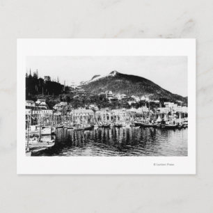 Cartão Postal Frota de Pesca e Deer Mountain em Ketchikan