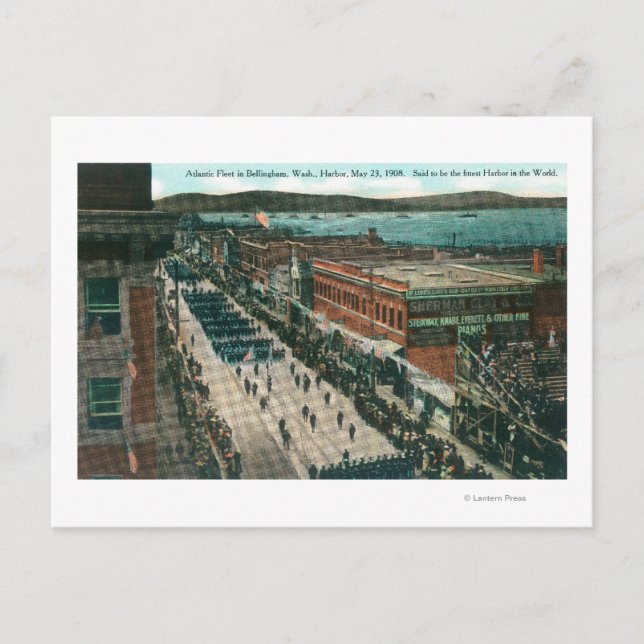 Cartão Postal Frota do Atlântico Marinho dos EUA em Harbour (Frente)