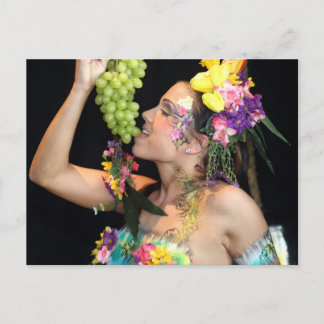 Cartão Postal früchtchen, grapes, fruits, bodypainting, bodyart