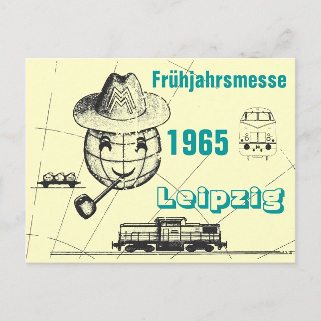 Cartão Postal Frühjahrsmesse 1965 Leipzig Werbedesign DDR (Frente)