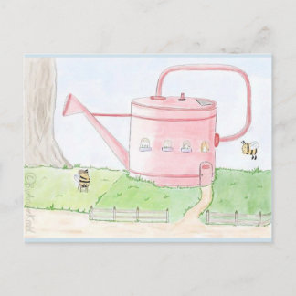 Cartão Postal Frühlings gruss hummel gießkanne garten postkarte