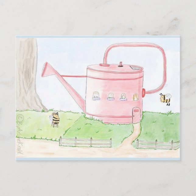 Cartão Postal Frühlings gruss hummel gießkanne garten postkarte (Frente)