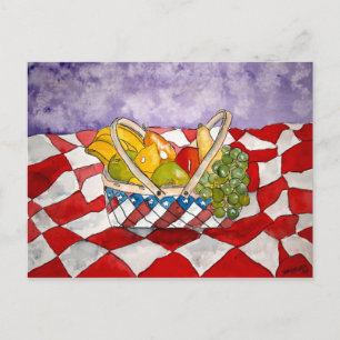 Cartão Postal fruta cesto 4 com placas postas vitais comida