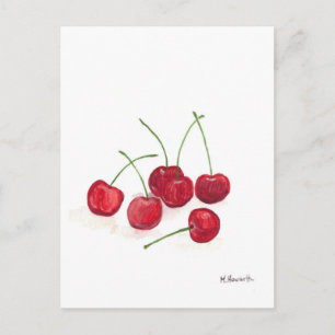 Cartão Postal Fruta de cerejas vermelhas