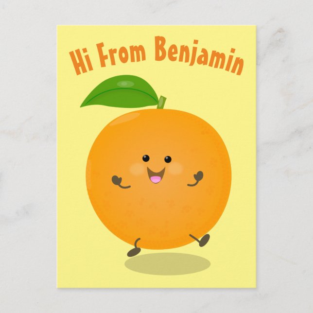 Cartão Postal Fruta de citrinos de laranja-dança (Frente)