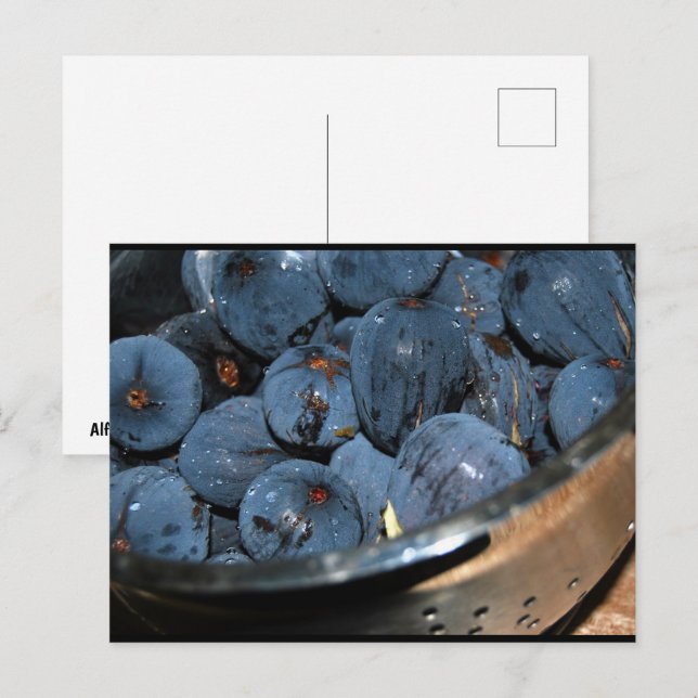 Cartão Postal Fruta de figo em escorredor (Frente/Verso)