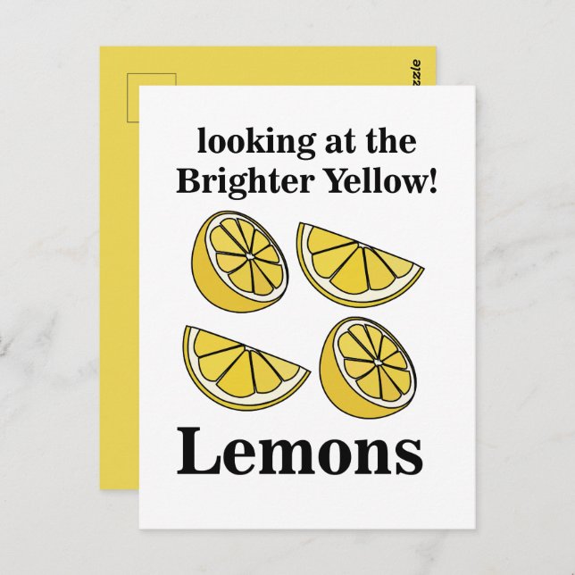 Cartão Postal Fruta De Limões Olhando Para Os Limões Amarelos Ma (Frente/Verso)