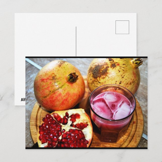 Cartão Postal Fruta e Suco de Romã (Frente/Verso)