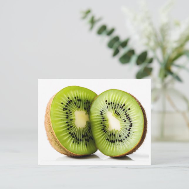 Cartão Postal Fruta verde kiwi (Em pé/Frente)