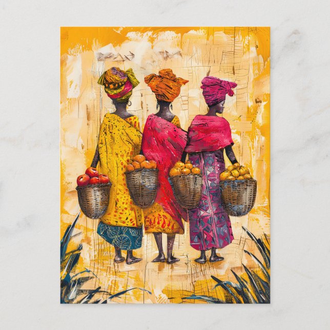Cartão Postal Frutas e legumes Carregandos de mulheres africanas (Frente)