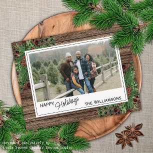 Cartão Postal Frutas Vermelhas Azevinho Verde Folhagem Botânica 