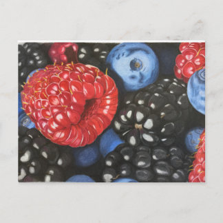 Cartão Postal Frutas vermelhas desenhadas com lápis de cor