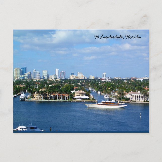 Cartão Postal Ft Lauderdale Intracoastal Waterway & Skyline (Frente)
