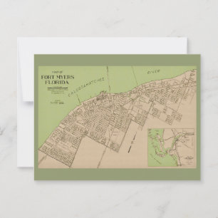 Cartão Postal Ft Myers Flórida Mapa Antigo