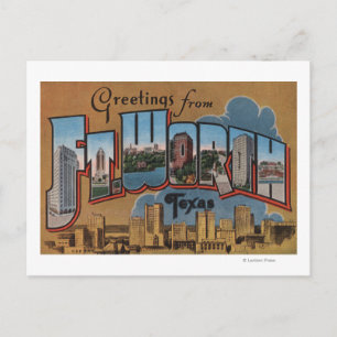 Cartão Postal Ft. Worth, Texas - Cenas com Letras Grandes