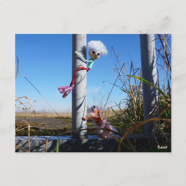Cartão Postal Fubby fantasie, op de vlucht voor een dier. (Frente)