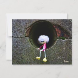 Cartão Postal Fubby poppetje dat in een muur zit. Een schattig m