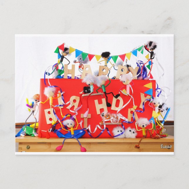 Cartão Postal Fubby's die feest vieren voor verjaardag. (Frente)
