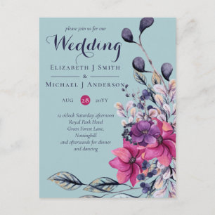 Cartão Postal Fuchsia Dreams coordena sábio e cor-de-rosa profun