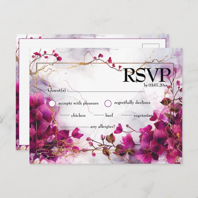 Cartão Postal Fuchsia Enchantation: Watercolor (Frente/Verso)