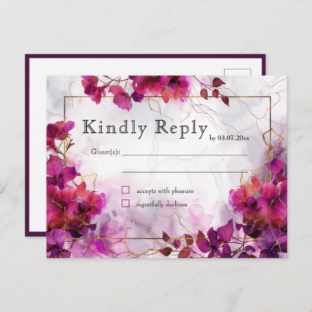 Cartão Postal Fuchsia Enchantation: Watercolor (Frente/Verso)