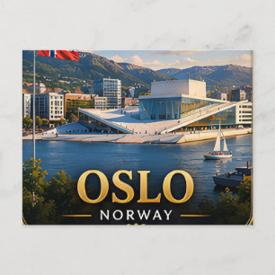 Cartão Postal Fuga da Cidade Escandinava de Oslo Noruega 🗺️