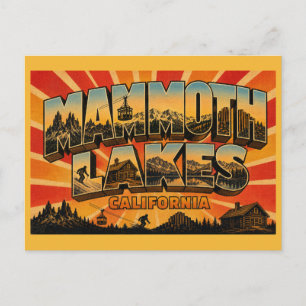 Cartão Postal Fuga de Esqui Vintage Mammoth Lakes Califórnia Art