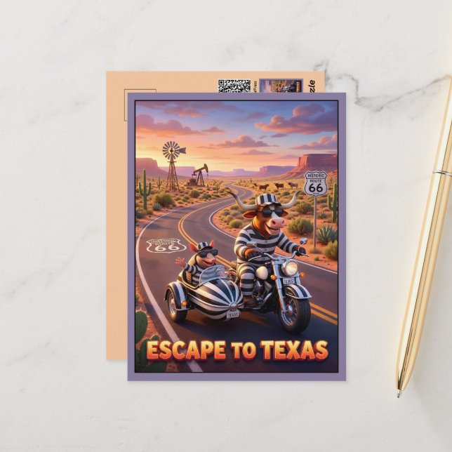 Cartão Postal Fuga Divertida para o Texas 3D Viagem (Frente/Verso In Situ)