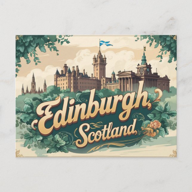 Cartão Postal Fuga Retro de Edimburgo (Frente)
