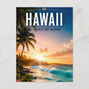 Cartão Postal 🌺 Fuga Tropical da Praia do Havaí Decoração Coste