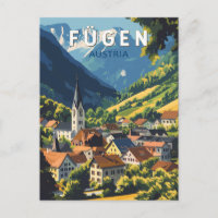 Fugen Austria Illustration Viagem Art Vintage
