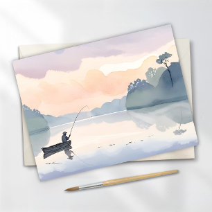 Cartão Postal Fui Pescar Aquarela Tranquila do Lago Airy